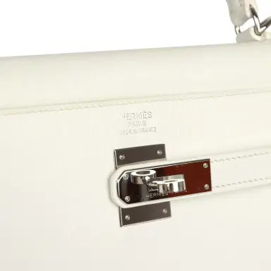 HERMÈS Pre-owned Hermes Kelly Sellier 35 White Epsom Palladium Hardware | Thumbnail 7