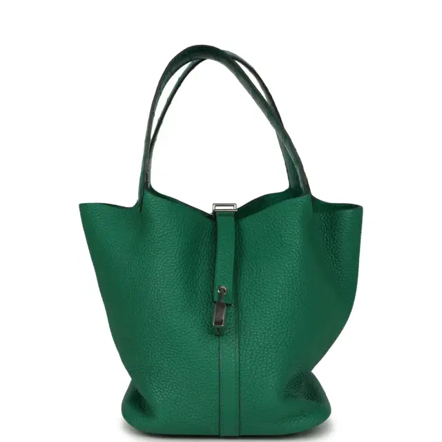 hermes Pre-owned Hermes Picotin Lock 22 Vert Vertigo Clemence and Matte Alligator Touch Palladium Hardware