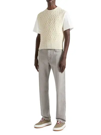 Givenchy Men's Sleeveless Sweater in Wool with Pearl Embroidery - Dove White - Size XL | Thumbnail 2