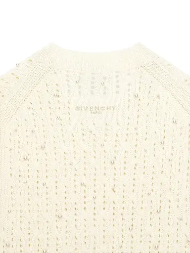 Givenchy Men's Sleeveless Sweater in Wool with Pearl Embroidery - Dove White - Size XL | Thumbnail 5