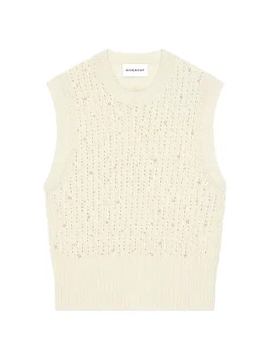 Givenchy Men's Sleeveless Sweater in Wool with Pearl Embroidery - Dove White - Size XL | Thumbnail 1