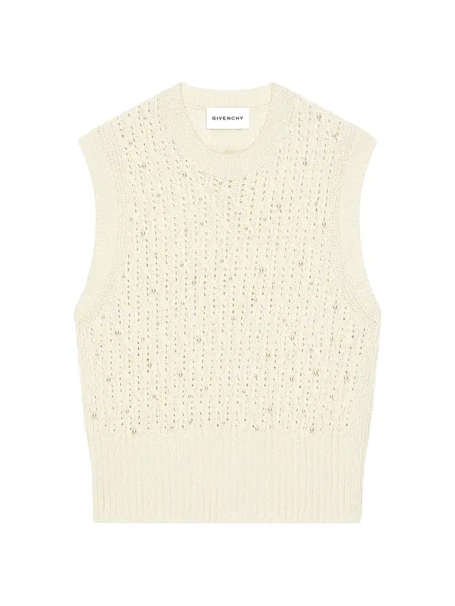 Givenchy Men's Sleeveless Sweater in Wool with Pearl Embroidery - Dove White