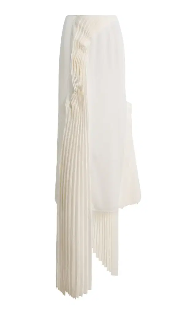 Tove Perle Pleat-Detailed Silk Midi Skirt