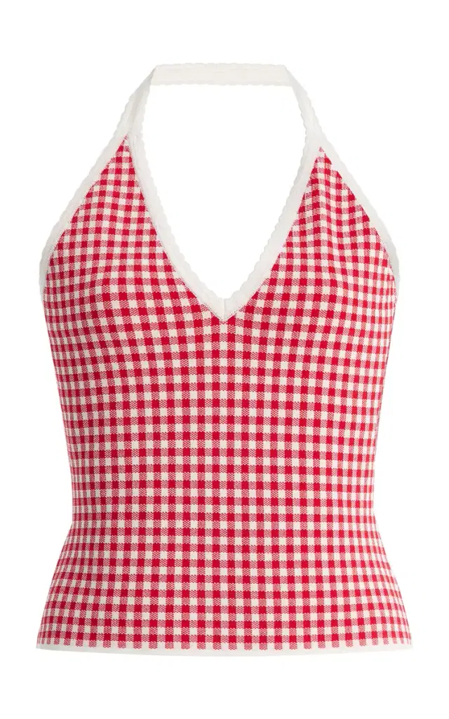 Micah Gingham Knit Halter Top