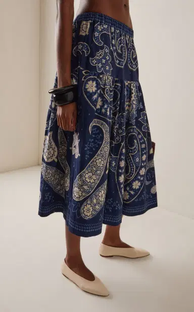 Sea Emelina Printed Linen-Cotton Midi Skirt | Thumbnail 3