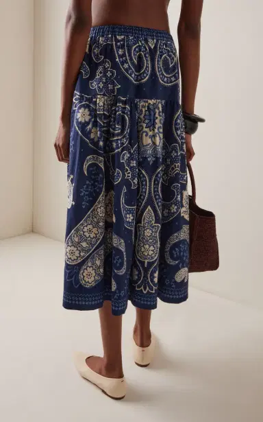Sea Emelina Printed Linen-Cotton Midi Skirt | Thumbnail 4