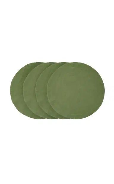 Moda Domus Set-of-Four Round Linen Placemats - Green | Thumbnail 4