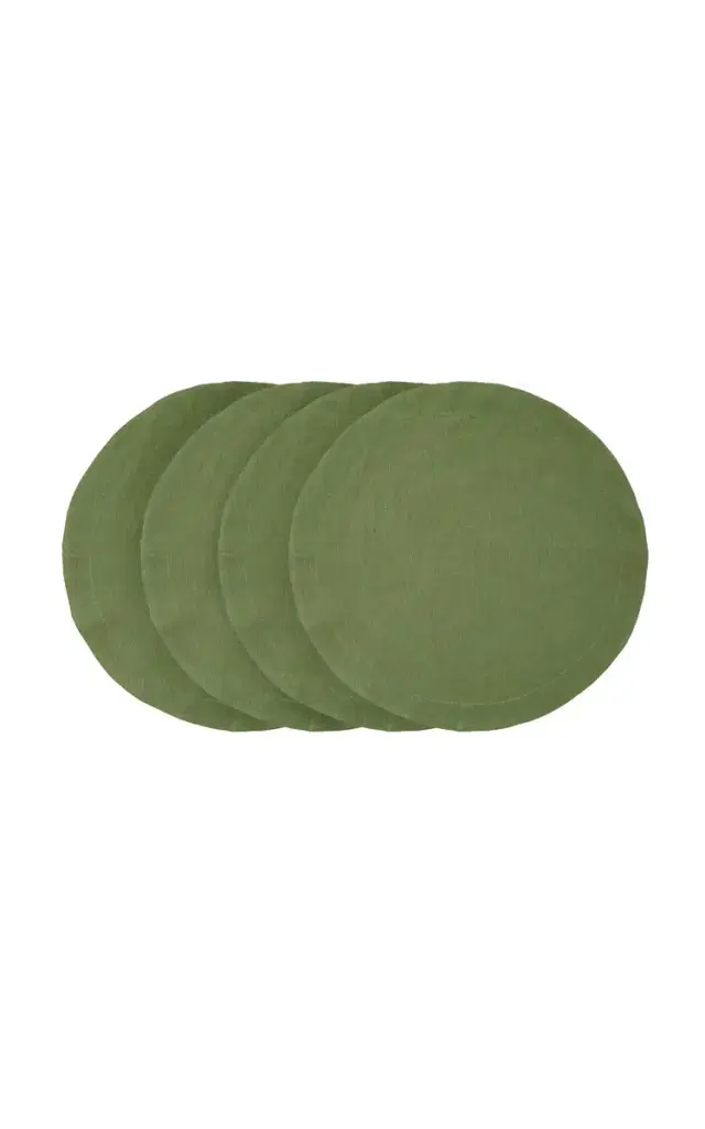 Moda Domus Set-of-Four Round Linen Placemats - Green