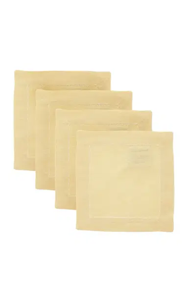 Moda Domus Set-of-Four Linen Cocktail Napkins - Green | Thumbnail 3