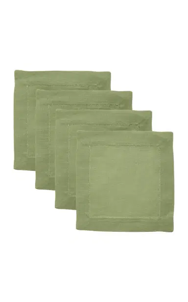Moda Domus Set-of-Four Linen Cocktail Napkins - Green | Thumbnail 1