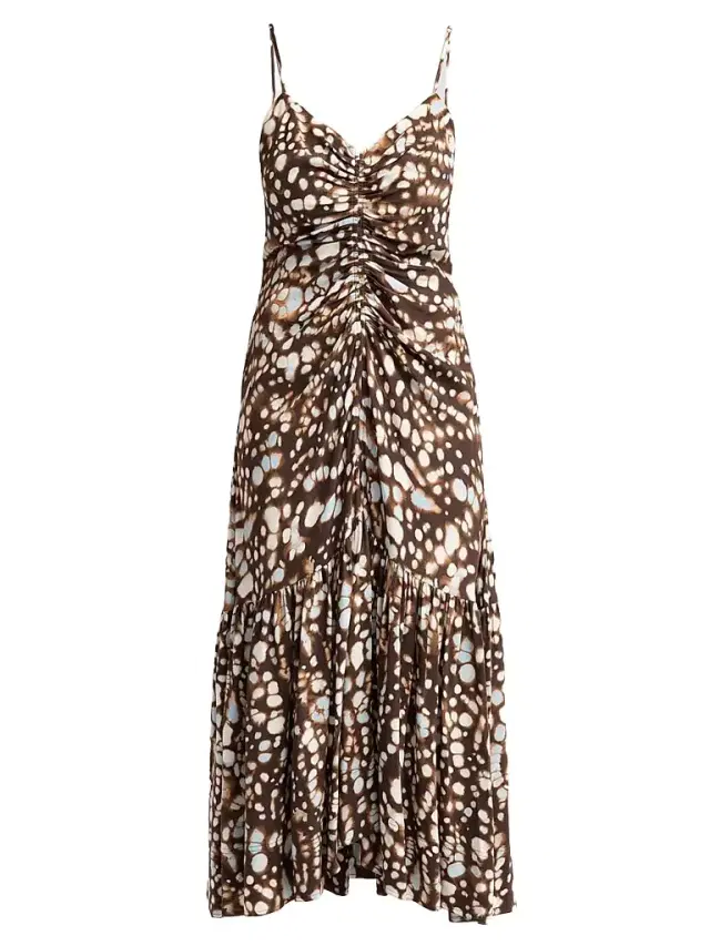 A.L.C. Women's Lindsey Gathered Speckled Midi Dress - Ganache Multi