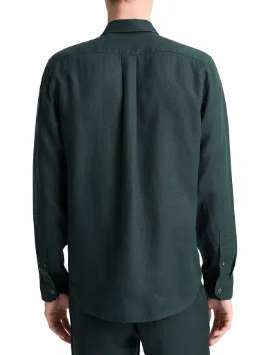 Vince Men's Linen Long-Sleeve Button-Up Shirt - Seaweed | Thumbnail 4