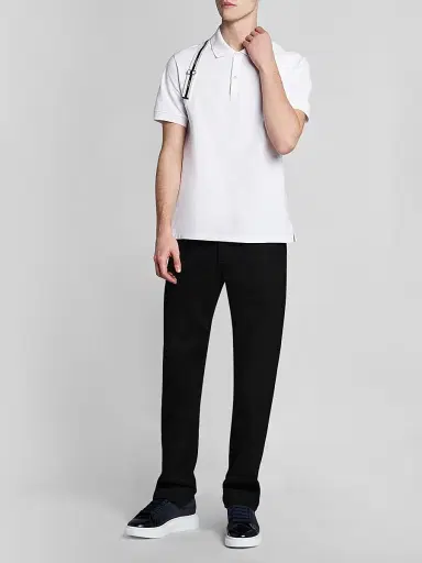 McQueen Men's Harness Cotton Polo Shirt - Optical White | Thumbnail 2