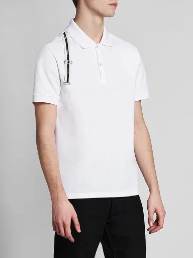 McQueen Men's Harness Cotton Polo Shirt - Optical White | Thumbnail 4