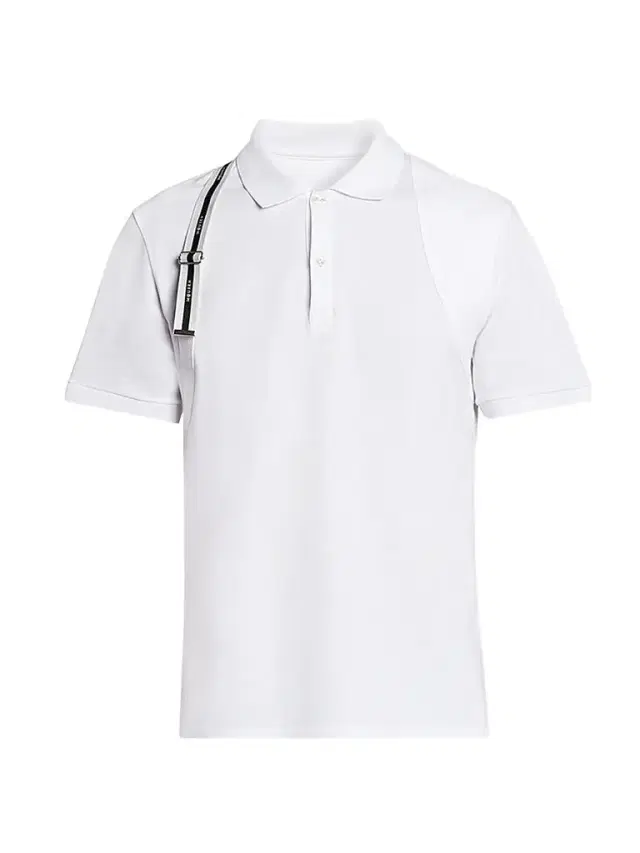 McQueen Men's Harness Cotton Polo Shirt - Optical White