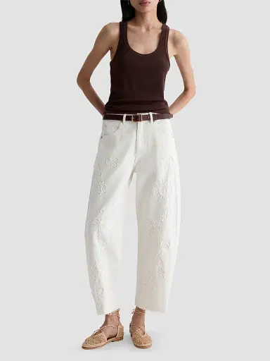 AG Jeans Women's Hattie Embroidered Crop Jeans - Grapeful Glow | Thumbnail 2