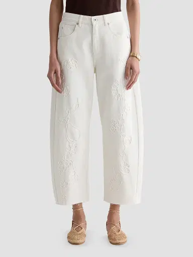 AG Jeans Women's Hattie Embroidered Crop Jeans - Grapeful Glow | Thumbnail 4