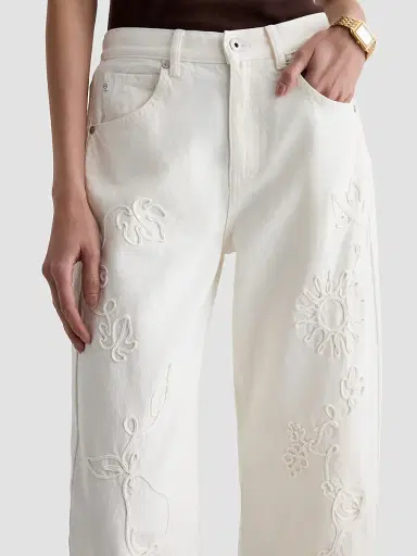 AG Jeans Women's Hattie Embroidered Crop Jeans - Grapeful Glow | Thumbnail 5