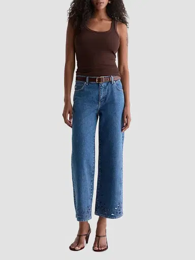 AG Jeans Women's Saige Wide-Leg Crop Jeans - Malbec | Thumbnail 2