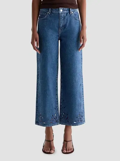 AG Jeans Women's Saige Wide-Leg Crop Jeans - Malbec | Thumbnail 4