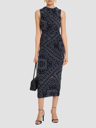 Veronica Beard Women's Sylviani Paisley Print Midi Dress - Navy Dove | Thumbnail 2