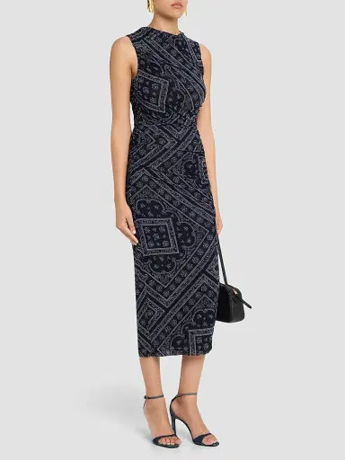 Veronica Beard Women's Sylviani Paisley Print Midi Dress - Navy Dove | Thumbnail 4