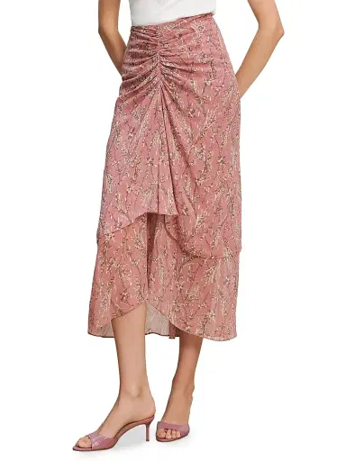Veronica Beard Women's Sira Floral Ruched Midi Skirt - Orchid Haze Multi - Size 14 | Thumbnail 3