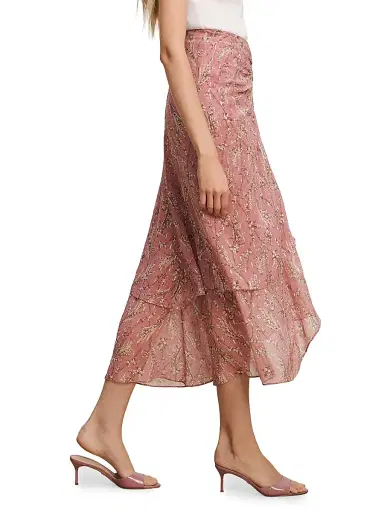 Veronica Beard Women's Sira Floral Ruched Midi Skirt - Orchid Haze Multi - Size 14 | Thumbnail 4