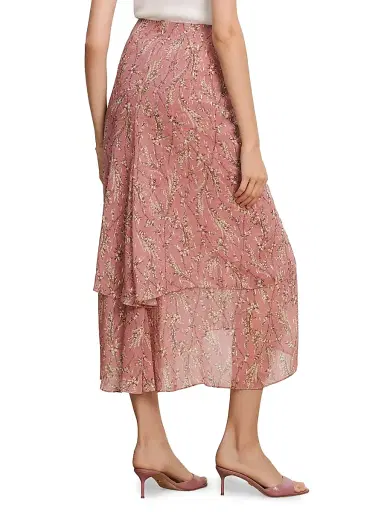 Veronica Beard Women's Sira Floral Ruched Midi Skirt - Orchid Haze Multi - Size 14 | Thumbnail 5