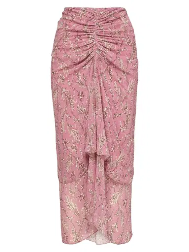 Veronica Beard Women's Sira Floral Ruched Midi Skirt - Orchid Haze Multi - Size 14 | Thumbnail 1