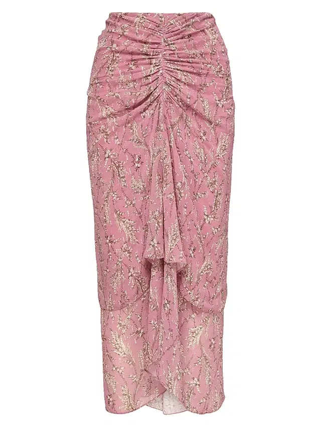 Women's Sira Floral Ruched Midi Skirt - Orchid Haze Multi
