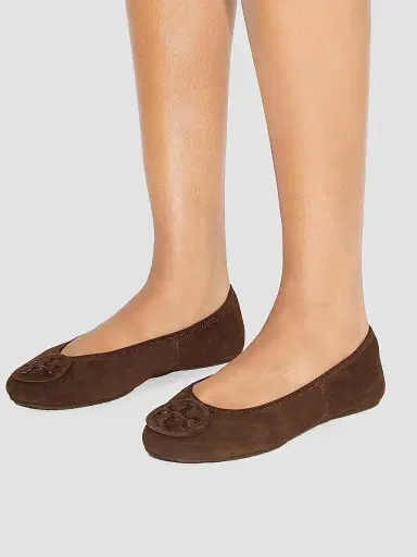 Tory Burch Women's Reva Suede Travel Ballet Flats - Dark Cocoa | Thumbnail 2