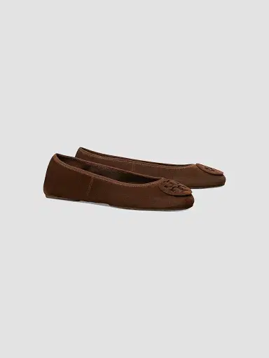 Tory Burch Women's Reva Suede Travel Ballet Flats - Dark Cocoa | Thumbnail 3