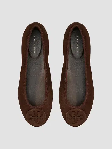 Tory Burch Women's Reva Suede Travel Ballet Flats - Dark Cocoa | Thumbnail 4