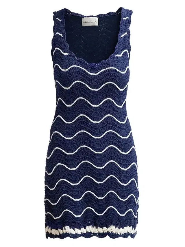 Women's Orel Crochet Wave Mini Dress - Navy  Knits