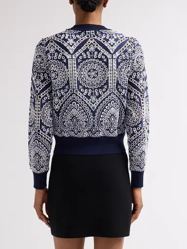 Generation Love Women's Erin Cotton Eyelet Cardigan - Navy White - Size Large | Thumbnail 3 Generation Love Women's Erin Cotton Eyelet Cardigan - Navy White - Size Large | Thumbnail 3
