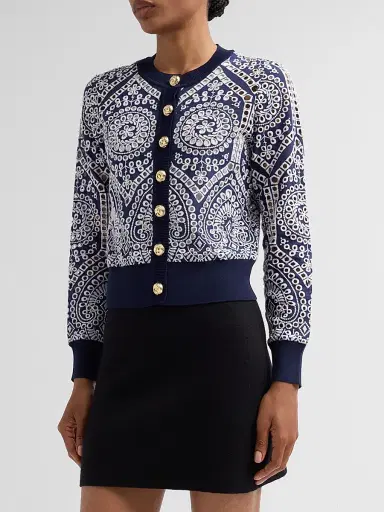 Generation Love Women's Erin Cotton Eyelet Cardigan - Navy White - Size Large | Thumbnail 4 Generation Love Women's Erin Cotton Eyelet Cardigan - Navy White - Size Large | Thumbnail 4