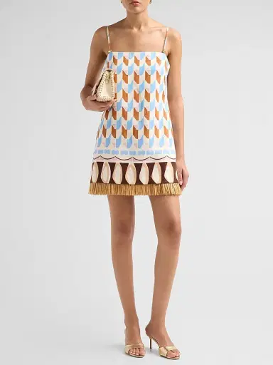 Cara Cara Women's Valencia Geometri Raffia Fringe Mini Dress | Thumbnail 2