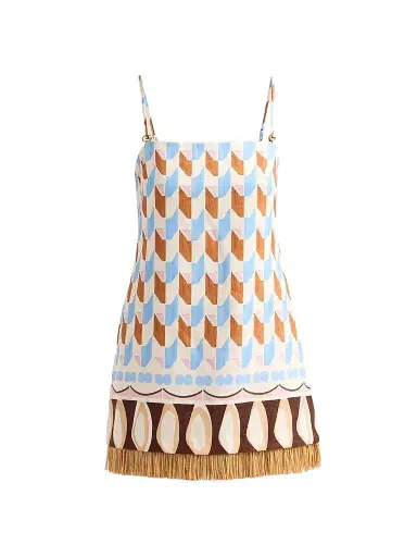 Cara Cara Women's Valencia Geometri Raffia Fringe Mini Dress | Thumbnail 1
