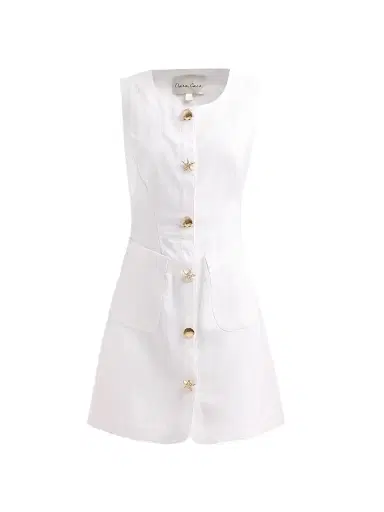 Cara Cara Women's Rhapsody Shell Button-Front Mini Dress - White - Size 14 | Thumbnail 1
