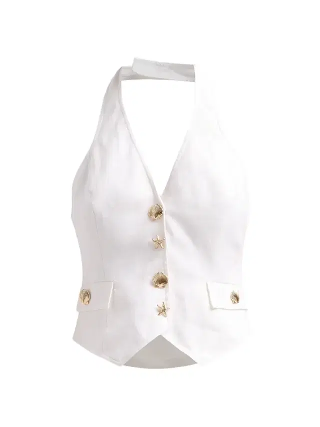 Women's Prescott Halterneck Linen Top - White