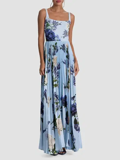 Alice + Olivia Women's Carolyn Asymmetric Floral Pleated Maxi Dress - Fly Away - Size 14 | Thumbnail 2 Alice + Olivia Women's Carolyn Asymmetric Floral Pleated Maxi Dress - Fly Away - Size 14 | Thumbnail 2