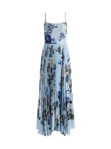 Alice + Olivia Women's Carolyn Asymmetric Floral Pleated Maxi Dress | Thumbnail 1 Alice + Olivia Women's Carolyn Asymmetric Floral Pleated Maxi Dress | Thumbnail 1