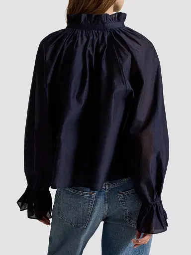 Polo Ralph Lauren Women's Cotton-Silk Organdy Ruffle Blouse | Thumbnail 3 Polo Ralph Lauren Women's Cotton-Silk Organdy Ruffle Blouse | Thumbnail 3