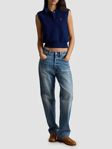 Polo Ralph Lauren Women's Sleeveless Cotton Crop Polo Top | Thumbnail 2