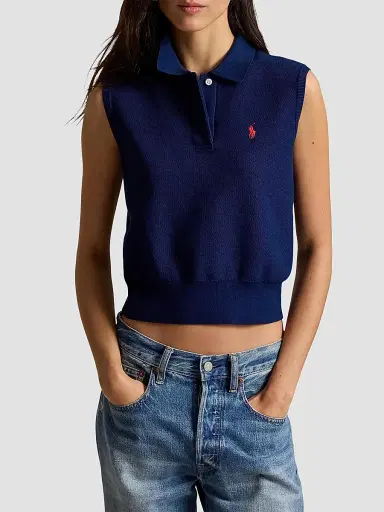 Polo Ralph Lauren Women's Sleeveless Cotton Crop Polo Top | Thumbnail 4