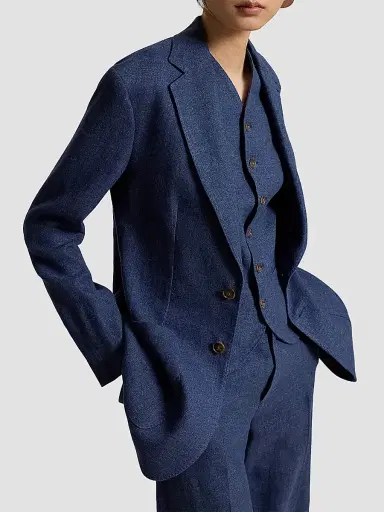 Polo Ralph Lauren Women's Single-Breasted Linen-Cotton Blazer - Blue Melange - Size 8 | Thumbnail 5 Polo Ralph Lauren Women's Single-Breasted Linen-Cotton Blazer - Blue Melange - Size 8 | Thumbnail 5