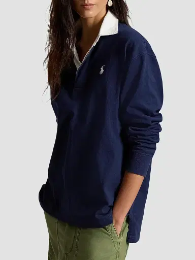 Polo Ralph Lauren Women's Oversized Cotton Rugby Shirt - Eastside Royal - Size XS | Thumbnail 4 Polo Ralph Lauren Women's Oversized Cotton Rugby Shirt - Eastside Royal - Size XS | Thumbnail 4