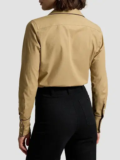 Polo Ralph Lauren Women's Slim-Fit Stretch Cotton Button-Front Shirt - Cafe Tan - Size 8 | Thumbnail 3 Polo Ralph Lauren Women's Slim-Fit Stretch Cotton Button-Front Shirt - Cafe Tan - Size 8 | Thumbnail 3