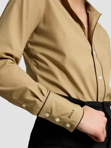 Polo Ralph Lauren Women's Slim-Fit Stretch Cotton Button-Front Shirt - Cafe Tan - Size 8 | Thumbnail 5 Polo Ralph Lauren Women's Slim-Fit Stretch Cotton Button-Front Shirt - Cafe Tan - Size 8 | Thumbnail 5